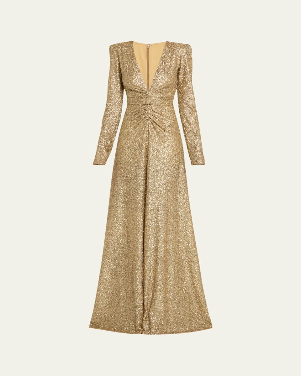 Louise Sequined Long Sleeve Gown